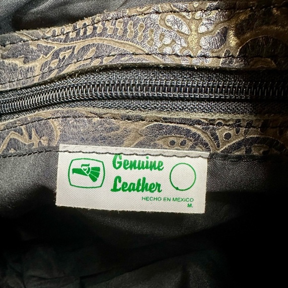 Vintage Genuine Leather Tooled Shoulder Bag Boho Western Made in Mexico - Picture 2 of 5